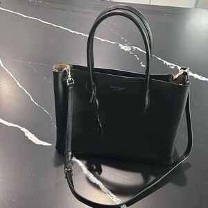 Kate Spade Eva Purse Tote Bag Satchel Leather Convertible Crossbody Strap Black